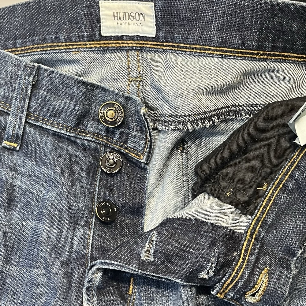 Hudson Mens 34x33 Byron Straight Dark Wash Button Fly 5 Pocket Jeans - Picture 2 of 6